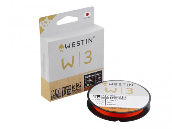 Šňůra Westin W3 8 opletená holandská oranžová 135m 0,10mm 3,5kg